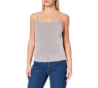 NA-KD Women's Velour Top Cami Shirt, Grey, Medium