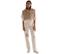 NA-KD Women's Wide Leg Highwaist Denim Jeans, Ecru, 6 UK
