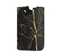 NA Luxury Black Gold Marble Laundry Basket Foldable Laundry Hamper with Handles Waterproof Durable Clothes Bucket Washing Bin Dirty Baskets Toy Storage for Home College Dorm Bathroom 50L