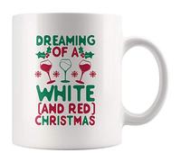 NA NA Dreaming of A and Christmas Christmas Mug Gift for Lover, Wine Drinker Mug, Xmas Vibe Teacup, Coffee, White, Wine, Red, 11oz