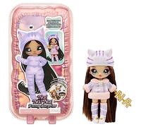 NA NA Fuzzy Surprise Series 1 - Catie CAT - 18 cm Posable Fashion Doll - Cat Inspired with Flocked Body, Beanie, Glasses, Outfit and Shoes - Toy for Children from 4 Years
