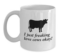 NA NA I Just Freaking Love Cows Mug - Gift for Farmers - Novelty Ceramic Tea Cup Cow Lover Present for Christmas, Xmas, Anniversary, Birthday, Valentine's Day, Coffee
