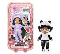 Na Na Na Fuzzy Surprise Series 1 - Peter Panda - 18 cm Posable Fashion Doll - Panda Inspired with Flocked Body, Hat, Glasses, Outfit and Shoes - Toy for Children from 4 Years