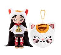 Na! Na! Na! Surprise 579274EUC Glam Series 2-Liling Luck Lucky Cat Inspired Soft Plush Doll with Black Hair and Metallic Animal Clip-On Bag Collectable Great Gift for Children from 5 Years