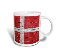 NA National Flag Of Denmark Painted Onto A Brick Wall Danish Mug,Black/White