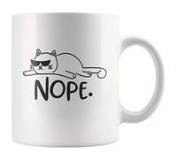 NA Nope Lazy Cat Funny 11 oz White Coffee Mug