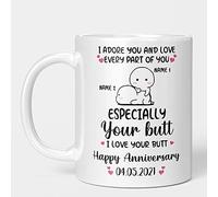 NA Personalized Couple Mug I Adore You And Love Every Part Of You I Love Your Butt Funny Custom Name Anniversary Mug, Couple Mug, Gift for Her, Gift for Him Mug Custom Ceramic Coffee Mug (Multi 7)