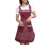 NA SEIFINI Cute Apron for Women with Pockets, Comfortable Kitchen Apron, Perfect for Cafe Shop, Baking, Gardening, Cooking, Red