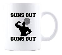 NA Suns Out Guns Out Coffee Mug - White Muscle Mug, Muscle Man Mug, Big Guns Mug, Gym Man Mug, Gift for Him by iLifestyle Hut, Ceramic Coffee Mug/Cup/Drinkware, High Gloss