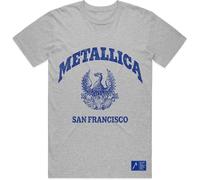 Metallica College Crest Men T-Shirt Grey L, 90% Cotton, 10% Polyester, Regular