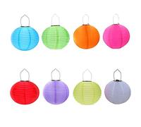 NA Waterproof LED 10 Colors Solar Lanterns - Chinese/Japanese Paper Hanging Decorations Ball Lanterns Lamps for Home Decor, Parties, and Weddings (8 Pack)