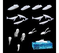 NA Woohome 16pcs 3D Epoxy Silicone Molds for Jewelry Casting Mini Cruise Ship Whale Jellyfish