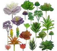 NA Woohome 34 PCS Artificial Succulents Picks Set, 24 PCS Mixed Color Artificial Succulent Plants and 10 PCS Simulation Ladybug for Faux Succulents Floral Arrangement, Home Decoration