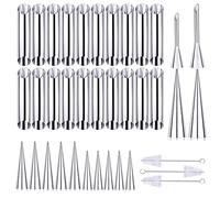 NA Woohome 37 PCS Cannoli Tubes Puff Nozzle Set, Stainless Steel Cannoli Forms Cream Horn Molds Piping Puff Nozzle, Croissant Mold Baking Moulds Tubes for Danish Pastry Cream Roll Mold