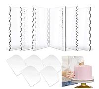 NA Woohome 6 PCS Acrylic Cake Scraper Decorating Transparent Cake Cream Scraper Clear Icing Comb Contour Decorating Set for Bread Pastry Cake Decorating Supplies DIY Kitchen Bakery Baking Tool