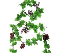 NA Woohome Artificial Greenery Chain Grapes, 8FT 10 Pack Grapes Vines Leaves Foliage Simulation Fruits for Garden Wedding Garland Home Room Outside Decoration