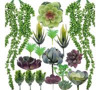 NA Woohome Artificial Succulents, 20 Pack Realistic Faux Succulents Mixed Colors Fake Succulents Fake Plants for Decoration, DIY Crafting Home Floral Garden Arrangement Office Decor