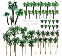 NA Woohome Pack of 44 Model Building Trees Miniature Palm Tree Plastic, Mini Palm Tree Coconut Plastic with 5 Pieces Mini Umbrella for DIY Landscape Garden Decoration, Model Landscape (Style 1)