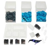 NA Woohome Silicone Mould for Resin, 6 PCS Mountain Peak Resin Moulds Jewelry Casting Mould with 6 PCS Jellyfish Whale Resin Mould Filler for Art Resin Crafts, Home Decoration