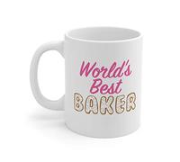 NA World's Best Baker Multicolored Ceramic 11 Ounces Round Mug Novelty Mug for Bakers, Home, Adults, Birthday, Wedding, Christmas