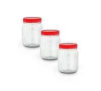 NA1 3 x 500ml Plastic Storage Jar With Screw Top Lids Airtight Food Storage Containers BPA Free For Kitchen, Herb, Spices, Sweets Clear Canister pots