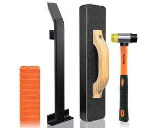 NAACOO Laminate Floor Installation Kit - Tapping Block for Vinyl Plank, Knock 1-2 Times, Heavy Pull Bar, 40pc Spacers, Rubber Mallet - Professional Tools