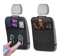 Naapesi 2 Pack Car Seat Back Protectors, Car Seat Kick Mats with 3 Organiser Pockets and Adjustable Strap for Kids, Waterproof & Stain Resistant, Universal Car Protectors, 70 x 49 cm (Black)