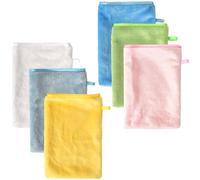 Naapesi 6 Pack Flannel Face Towels, 15 x 21 cm, Extra Soft Finger Tip Towels, Makeup Remover Towel, Reusable, Wipes for Sensitive Skin Make Up Removing (Azure + Blue + Pink + Yellow + White + Green)