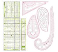 Naapesi 7-Piece Sewing Ruler Set, Acrylic & PVC, 15x30cm, Curve, Triangular, Quilting, Tailor Tool