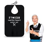 Naapesi Funny Adult Bibs for Elderly, Reusable Waterproof Bibs for Adults, Clothing Protectors for Adult Elderly, Adult Bib with Crumb Catcher, Washable Adult Bib for Men Women Elderly, Black