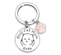 Naapesi Keychains, Stainless Steel Cat Claw Keychain Best Cat/Dog Mom Ever, Car Keyring for Pet Lover Chain Ring, Family Key Rings Gift for Birthday, Christmas, Mothers Day (Cat)
