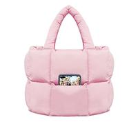 NAARIIAN women large puffer purse puffy tote bags dupes light weight handmade nylon bag woven shoulder handbag, Pink, L