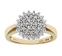 Naava 9 ct Yellow Gold Diamond Cluster Women's Ring