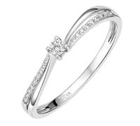 Naava 9ct White Gold Engagement Ring with Diamond Shoulders and Brilliant Cut Stones, Size K - Elegant Ladies Rings & Jewelry for Special Occasions - Diamond Ring Symbolizing Love and Commitment