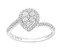 Naava 9ct White Gold Teardrop 0.40ct Halo Diamond Twist Engagement Ring - Size N