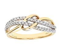Naava 9ct Yellow Gold Diamond Eternity Ring, Size O - Intricate Woven Designed Engagement Ring with 0.20 ct Sparkling Diamonds - Includes Certificate of Authenticity & Elegant Gift Box