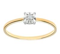Naava Ladies 9ct Yellow Gold Illusion Set Diamond Solitare Ring - Engagement Rings - Wedding Ring - Gold Rings for Women