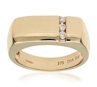 Naava Men's Diamond Trilogy Ring, 9 ct Yellow Gold set with Three Stones