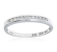 Naava Women's 0.15 ct Channel Set Diamond 9 ct White Gold Eternity Ring - Size: P