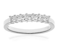 Naava Women's 18 ct White Gold Four Claw J/I Certified Princess Cut 0.50 ct Diamonds Eternity Ring, Size 0