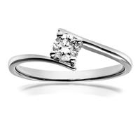Naava Women's 18 ct White Gold J/I1 Certified 0.25 ct Diamond Round Brilliant Crossover Solitaire Engagement Ring, Size L