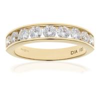 Naava Women's 18 ct Yellow Gold Channel Set Half Eternity Ring, HS/I Certified Diamonds, Round Brilliant, 1ct, Yellow Gold, P