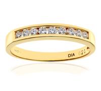 Naava Women's 18 ct Yellow Gold Channel Set Half Eternity Ring, IJ/I Certified Diamonds, Round Brilliant, 0.25ct, Yellow Gold, M