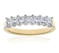 Naava Women's 18 ct Yellow Gold Eternity Ring, J/I Certified Diamonds, Princess Cut, 1ct