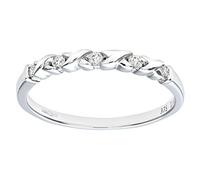 Naava Women's 9 ct White Gold 0.10 ct Diamond Kiss Eternity Ring, Silver, N