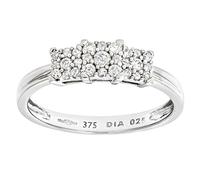 Naava Women's 9 ct White Gold Diamond Cluster Ring, Size T