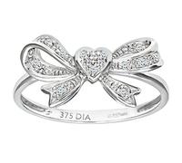 Naava Women's 9 ct White Gold Diamond Heart Bow Tie Ring
