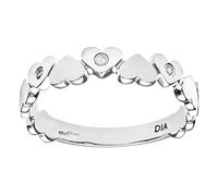 Naava Women's 9 ct White Gold Round Brilliant Cut Diamond Hearts Ring, Size P