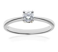 Naava Women's 9 ct White Gold Round Brilliant IJ/I Certified 0.25 ct Diamond Solitaire Engagement Ring, Size - N