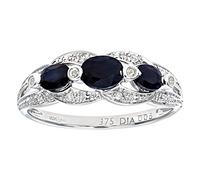 Naava Women's 9 ct White Gold Sapphire and Diamond Fig Eight Design Ring, Size J